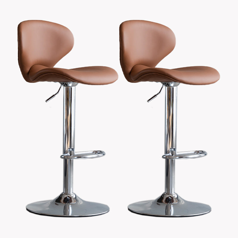 Modern Style Bar Chair with Adjustable Height Swivel for Restaurant Bar Brown Silver 2 Piece Set Clearhalo 'Bar Furniture' 'Bar Stools' 'bar_stools' 'furn' 'furn_bar_stools' 'furniture_bar_stools' 'Kitchen & Dining Furniture' 'kitchen&dining_furn' 'kitchen' 'kitchen_furn' Furniture' 4430514