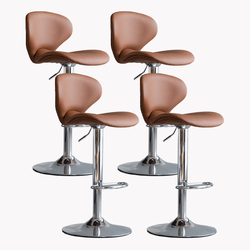 Modern Style Bar Chair with Adjustable Height Swivel for Restaurant Bar Brown Silver 4 Piece Set Clearhalo 'Bar Furniture' 'Bar Stools' 'bar_stools' 'furn' 'furn_bar_stools' 'furniture_bar_stools' 'Kitchen & Dining Furniture' 'kitchen&dining_furn' 'kitchen' 'kitchen_furn' Furniture' 4430515