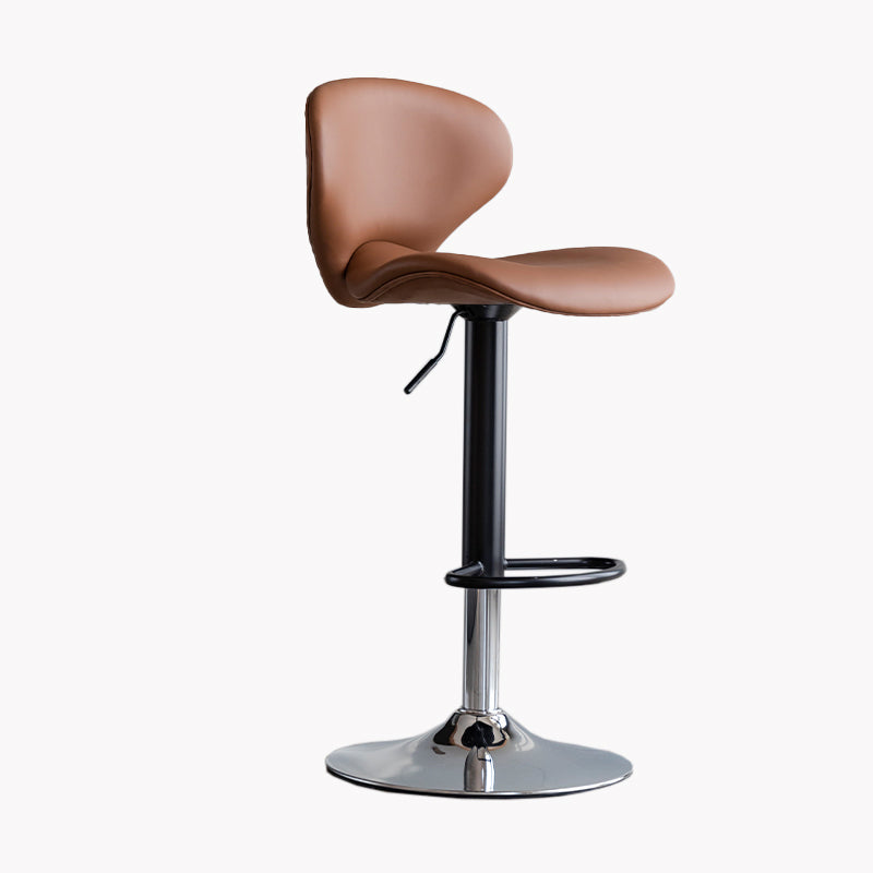 Modern Style Bar Chair with Adjustable Height Swivel for Restaurant Bar Brown Chrome 1 Piece Clearhalo 'Bar Furniture' 'Bar Stools' 'bar_stools' 'furn' 'furn_bar_stools' 'furniture_bar_stools' 'Kitchen & Dining Furniture' 'kitchen&dining_furn' 'kitchen' 'kitchen_furn' Furniture' 4430516