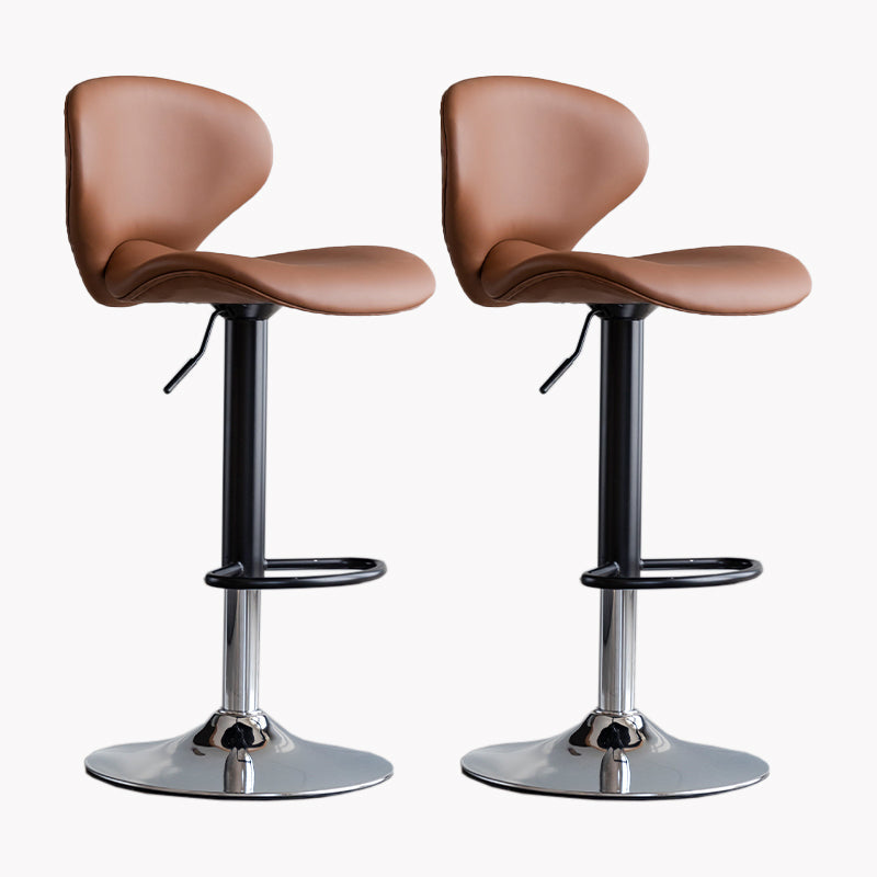 Modern Style Bar Chair with Adjustable Height Swivel for Restaurant Bar Brown Chrome 2 Piece Set Clearhalo 'Bar Furniture' 'Bar Stools' 'bar_stools' 'furn' 'furn_bar_stools' 'furniture_bar_stools' 'Kitchen & Dining Furniture' 'kitchen&dining_furn' 'kitchen' 'kitchen_furn' Furniture' 4430517