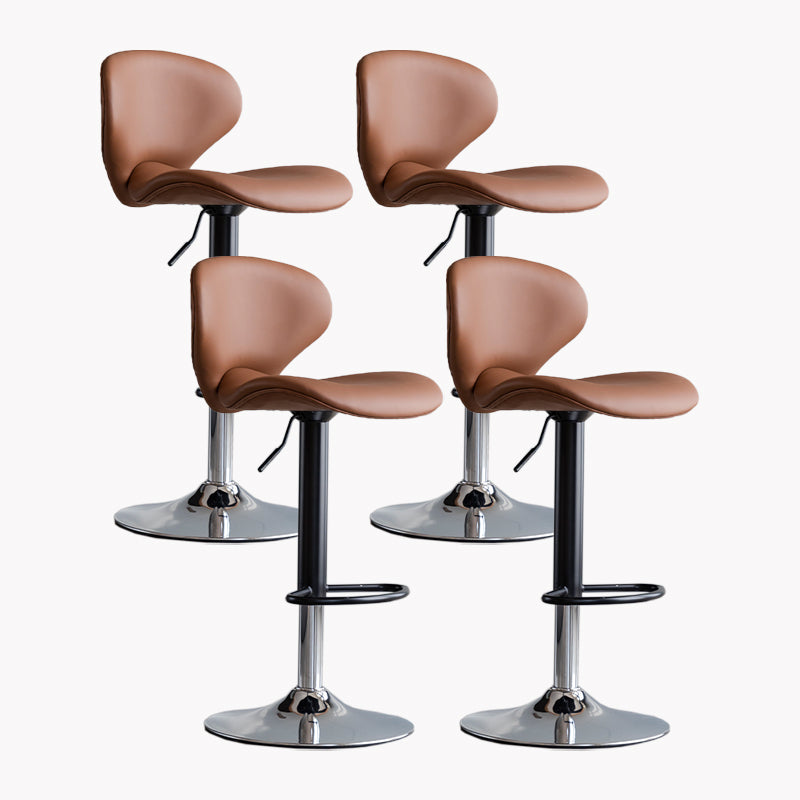 Modern Style Bar Chair with Adjustable Height Swivel for Restaurant Bar Brown Chrome 4 Piece Set Clearhalo 'Bar Furniture' 'Bar Stools' 'bar_stools' 'furn' 'furn_bar_stools' 'furniture_bar_stools' 'Kitchen & Dining Furniture' 'kitchen&dining_furn' 'kitchen' 'kitchen_furn' Furniture' 4430518