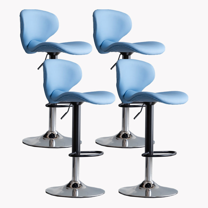 Modern Style Bar Chair with Adjustable Height Swivel for Restaurant Bar Blue Chrome 4 Piece Set Clearhalo 'Bar Furniture' 'Bar Stools' 'bar_stools' 'furn' 'furn_bar_stools' 'furniture_bar_stools' 'Kitchen & Dining Furniture' 'kitchen&dining_furn' 'kitchen' 'kitchen_furn' Furniture' 4430521