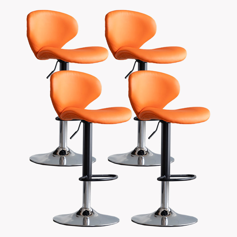 Modern Style Bar Chair with Adjustable Height Swivel for Restaurant Bar Orange Chrome 4 Piece Set Clearhalo 'Bar Furniture' 'Bar Stools' 'bar_stools' 'furn' 'furn_bar_stools' 'furniture_bar_stools' 'Kitchen & Dining Furniture' 'kitchen&dining_furn' 'kitchen' 'kitchen_furn' Furniture' 4430524