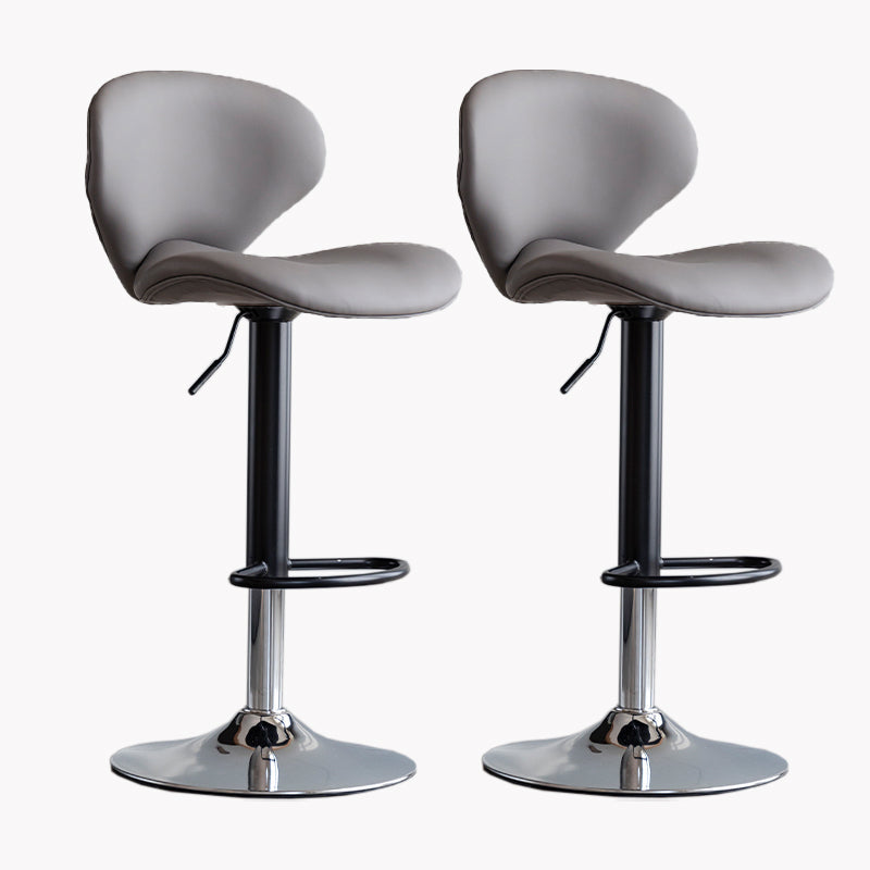 Modern Style Bar Chair with Adjustable Height Swivel for Restaurant Bar Grey Chrome 2 Piece Set Clearhalo 'Bar Furniture' 'Bar Stools' 'bar_stools' 'furn' 'furn_bar_stools' 'furniture_bar_stools' 'Kitchen & Dining Furniture' 'kitchen&dining_furn' 'kitchen' 'kitchen_furn' Furniture' 4430532