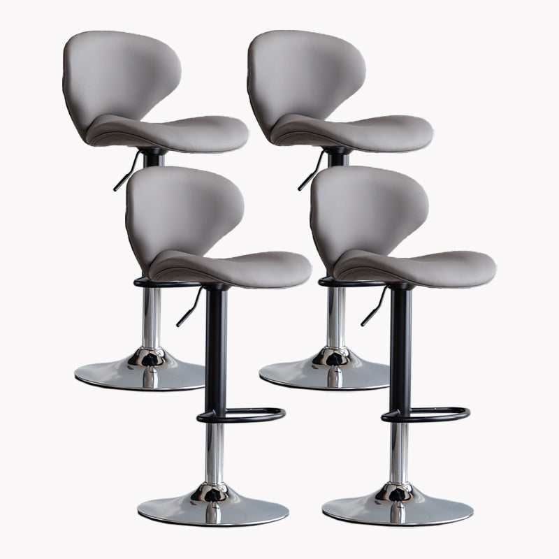 Modern Style Bar Chair with Adjustable Height Swivel for Restaurant Bar Grey Chrome 4 Piece Set Clearhalo 'Bar Furniture' 'Bar Stools' 'bar_stools' 'furn' 'furn_bar_stools' 'furniture_bar_stools' 'Kitchen & Dining Furniture' 'kitchen&dining_furn' 'kitchen' 'kitchen_furn' Furniture' 4430533