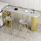 Industrial Wood Indoor Pub Bar Table Iron Double Pedestal Bar Dining Table with 3-Shelf Grey-Gold Without Chairs Clearhalo 'Bar Furniture' 'Bar Tables' 'bar_tables' 'furn' 'furn_bar_tables' 'Furniture' 'furniture_bar_tables' 'Kitchen & Dining Furniture' 4430595