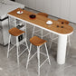 Industrial Wood Indoor Pub Bar Table Iron Double Pedestal Bar Dining Table with 3-Shelf 86.6"L x 19.7"W x 41.3"H White-Wood Without Chairs Clearhalo 'Bar Furniture' 'Bar Tables' 'bar_tables' 'furn' 'furn_bar_tables' 'Furniture' 'furniture_bar_tables' 'Kitchen & Dining Furniture' 4430598