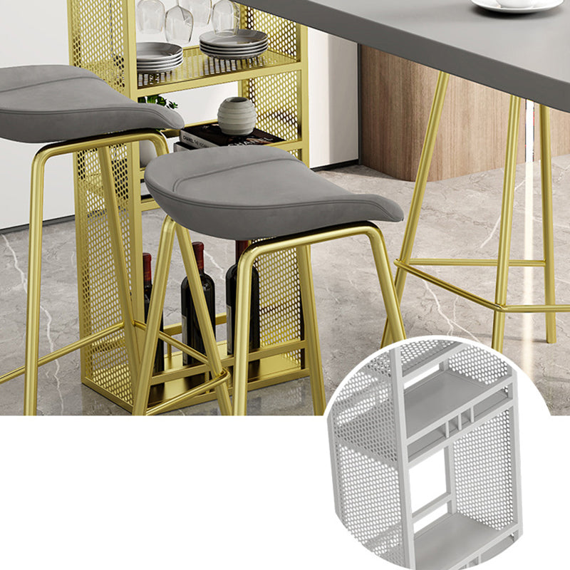 Industrial Wood Indoor Pub Bar Table Iron Double Pedestal Bar Dining Table with 3-Shelf Clearhalo 'Bar Furniture' 'Bar Tables' 'bar_tables' 'furn' 'furn_bar_tables' 'Furniture' 'furniture_bar_tables' 'Kitchen & Dining Furniture' 4430602