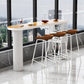 Industrial Wood Indoor Pub Bar Table Iron Double Pedestal Bar Dining Table with 3-Shelf Clearhalo 'Bar Furniture' 'Bar Tables' 'bar_tables' 'furn' 'furn_bar_tables' 'Furniture' 'furniture_bar_tables' 'Kitchen & Dining Furniture' 4430605