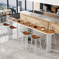 Industrial Wood Indoor Pub Bar Table Iron Double Pedestal Bar Dining Table with 3-Shelf Clearhalo 'Bar Furniture' 'Bar Tables' 'bar_tables' 'furn' 'furn_bar_tables' 'Furniture' 'furniture_bar_tables' 'Kitchen & Dining Furniture' 4430606