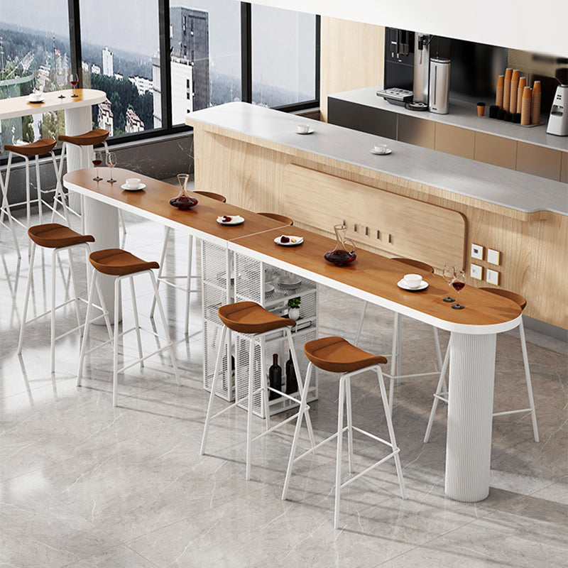 Industrial Wood Indoor Pub Bar Table Iron Double Pedestal Bar Dining Table with 3-Shelf Clearhalo 'Bar Furniture' 'Bar Tables' 'bar_tables' 'furn' 'furn_bar_tables' 'Furniture' 'furniture_bar_tables' 'Kitchen & Dining Furniture' 4430606