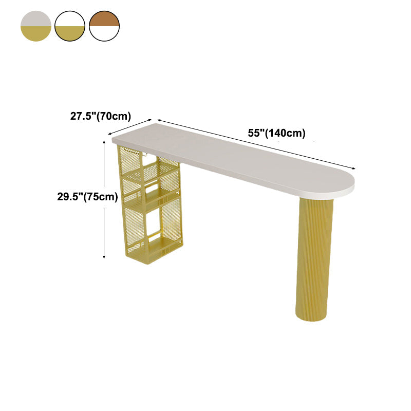 Industrial Wood Indoor Pub Bar Table Iron Double Pedestal Bar Dining Table with 3-Shelf Clearhalo 'Bar Furniture' 'Bar Tables' 'bar_tables' 'furn' 'furn_bar_tables' 'Furniture' 'furniture_bar_tables' 'Kitchen & Dining Furniture' 4430609
