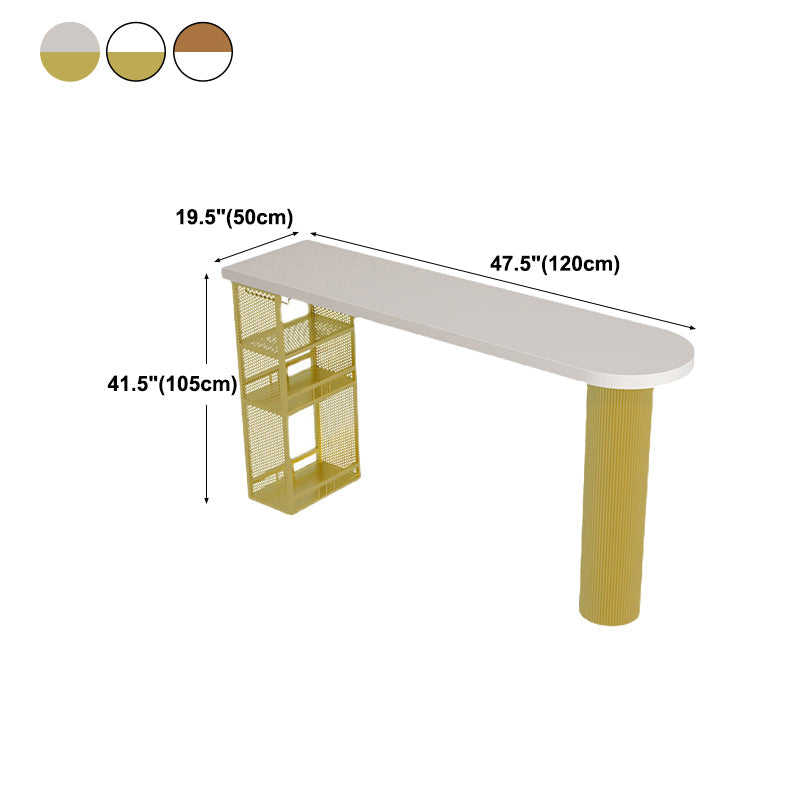 Industrial Wood Indoor Pub Bar Table Iron Double Pedestal Bar Dining Table with 3-Shelf Clearhalo 'Bar Furniture' 'Bar Tables' 'bar_tables' 'furn' 'furn_bar_tables' 'Furniture' 'furniture_bar_tables' 'Kitchen & Dining Furniture' 4430613