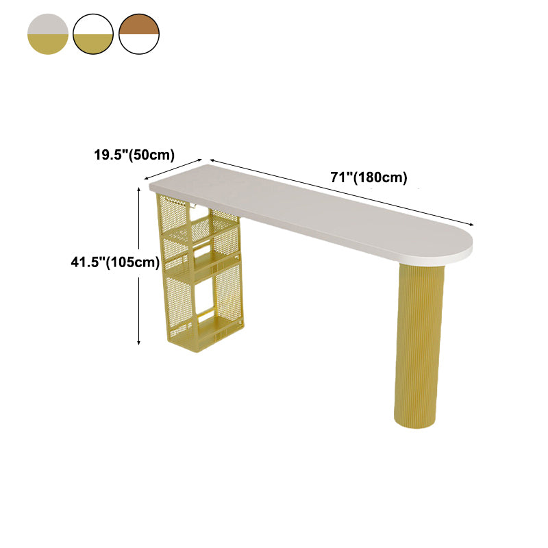 Industrial Wood Indoor Pub Bar Table Iron Double Pedestal Bar Dining Table with 3-Shelf Clearhalo 'Bar Furniture' 'Bar Tables' 'bar_tables' 'furn' 'furn_bar_tables' 'Furniture' 'furniture_bar_tables' 'Kitchen & Dining Furniture' 4430616