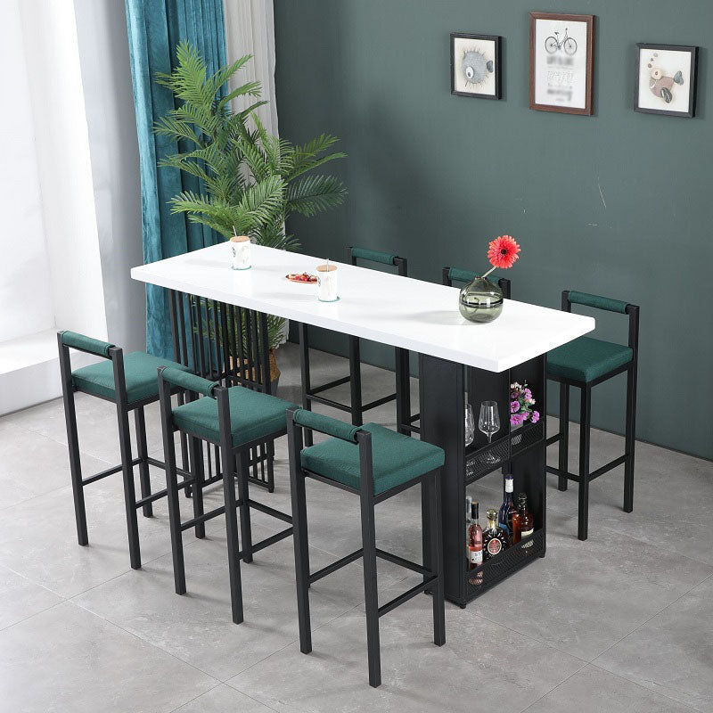 Living Room Solid Wood Bistro Table Rectangle Storage Pub Height Dining Table Black-White Without Chairs Clearhalo 'Bar Furniture' 'Bar Tables' 'bar_tables' 'furn' 'furn_bar_tables' 'Furniture' 'furniture_bar_tables' 'Kitchen & Dining Furniture' 4430648