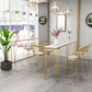White Glam Style Table in Faux Marble and Metal Milk Tea Shop Bar Table 78.7"L x 15.7"W x 41.3"H Gold Without Chairs Clearhalo 'Bar Furniture' 'Bar Tables' 'bar_tables' 'furn' 'furn_bar_tables' 'Furniture' 'furniture_bar_tables' 'Kitchen & Dining Furniture' 4430695