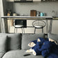 White Glam Style Table in Faux Marble and Metal Milk Tea Shop Bar Table 78.7"L x 15.7"W x 41.3"H Black Without Chairs Clearhalo 'Bar Furniture' 'Bar Tables' 'bar_tables' 'furn' 'furn_bar_tables' 'Furniture' 'furniture_bar_tables' 'Kitchen & Dining Furniture' 4430697