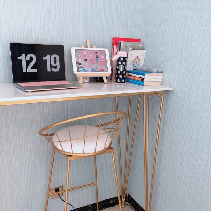 White Glam Style Table in Faux Marble and Metal Milk Tea Shop Bar Table Clearhalo 'Bar Furniture' 'Bar Tables' 'bar_tables' 'furn' 'furn_bar_tables' 'Furniture' 'furniture_bar_tables' 'Kitchen & Dining Furniture' 4430699