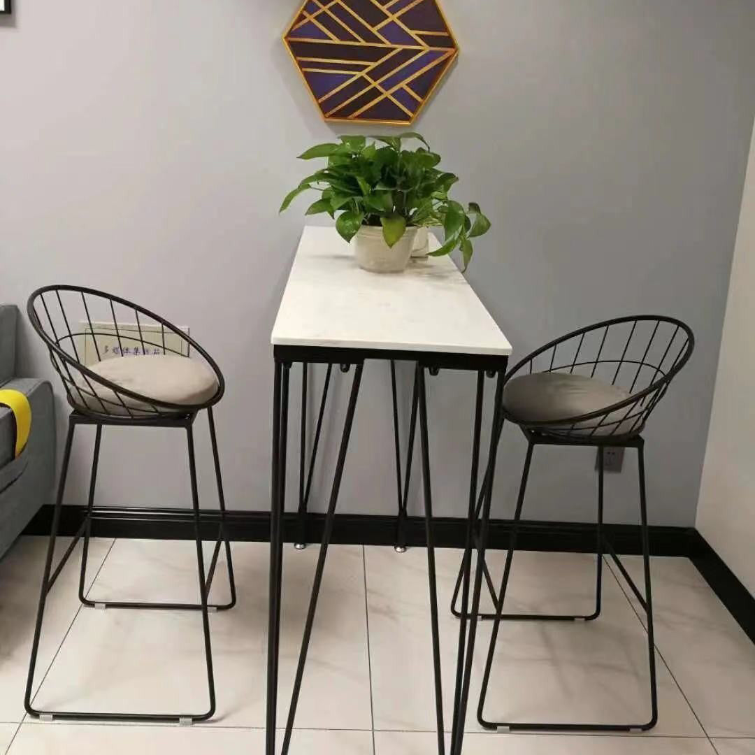 White Glam Style Table in Faux Marble and Metal Milk Tea Shop Bar Table Clearhalo 'Bar Furniture' 'Bar Tables' 'bar_tables' 'furn' 'furn_bar_tables' 'Furniture' 'furniture_bar_tables' 'Kitchen & Dining Furniture' 4430700