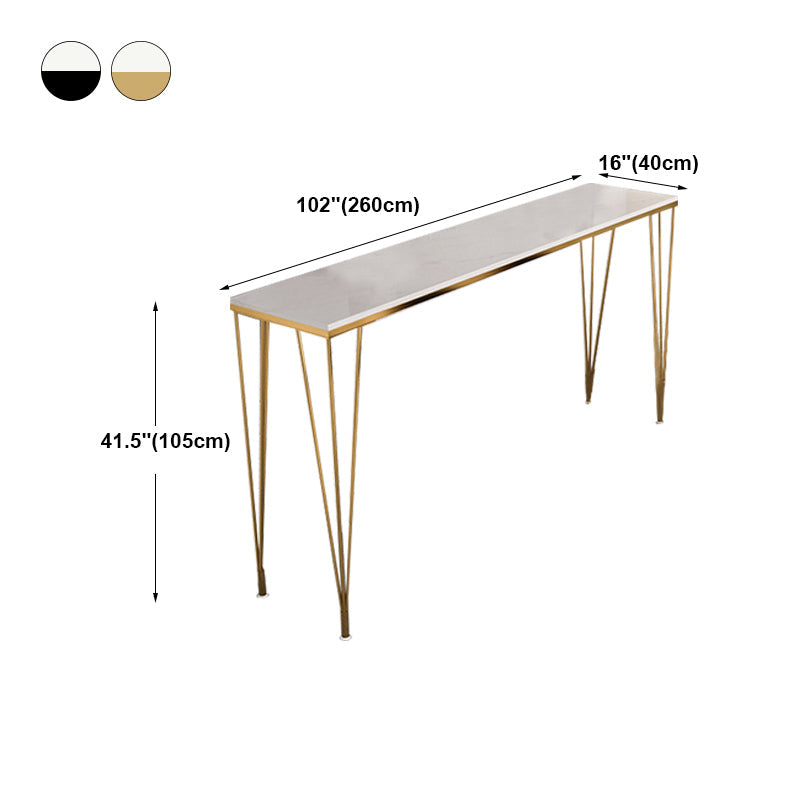 White Glam Style Table in Faux Marble and Metal Milk Tea Shop Bar Table Clearhalo 'Bar Furniture' 'Bar Tables' 'bar_tables' 'furn' 'furn_bar_tables' 'Furniture' 'furniture_bar_tables' 'Kitchen & Dining Furniture' 4430706