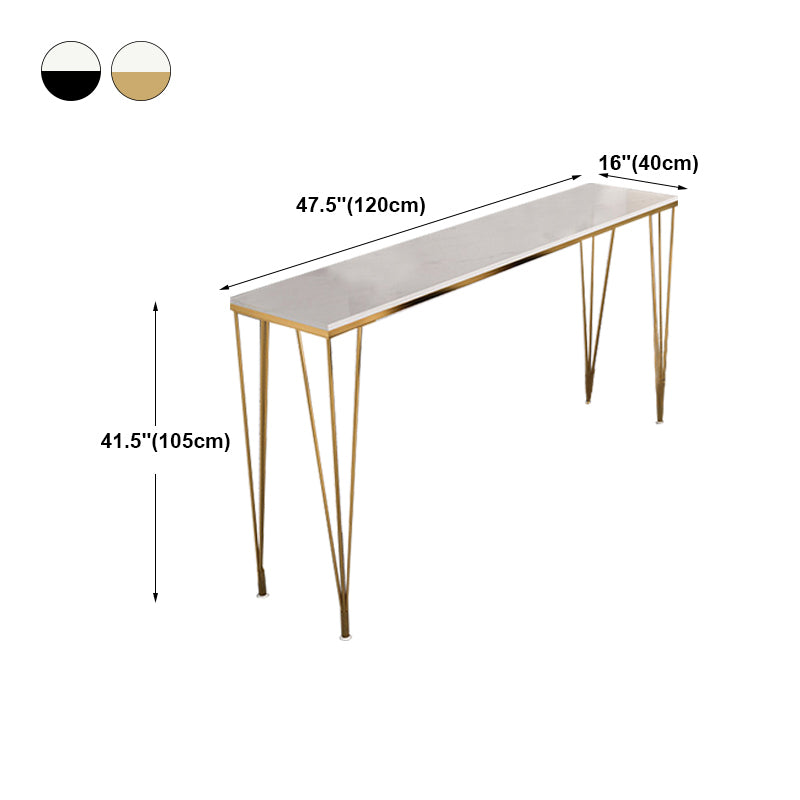 White Glam Style Table in Faux Marble and Metal Milk Tea Shop Bar Table Clearhalo 'Bar Furniture' 'Bar Tables' 'bar_tables' 'furn' 'furn_bar_tables' 'Furniture' 'furniture_bar_tables' 'Kitchen & Dining Furniture' 4430709