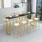 White Glam Style Bar Table in Iron Top and Faux Marble Bar Table, Only Table Black Without Chairs Clearhalo 'Bar Furniture' 'Bar Tables' 'bar_tables' 'furn' 'furn_bar_tables' 'Furniture' 'furniture_bar_tables' 'Kitchen & Dining Furniture' 4430713