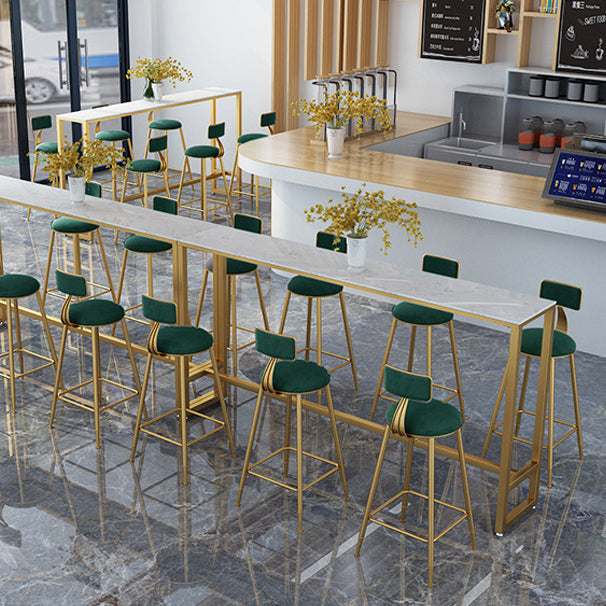 White Glam Style Bar Table in Iron Top and Faux Marble Bar Table, Only Table Clearhalo 'Bar Furniture' 'Bar Tables' 'bar_tables' 'furn' 'furn_bar_tables' 'Furniture' 'furniture_bar_tables' 'Kitchen & Dining Furniture' 4430717