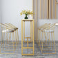 White Glam Style Bar Table in Iron Top and Faux Marble Bar Table, Only Table Clearhalo 'Bar Furniture' 'Bar Tables' 'bar_tables' 'furn' 'furn_bar_tables' 'Furniture' 'furniture_bar_tables' 'Kitchen & Dining Furniture' 4430720