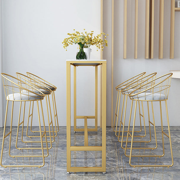 White Glam Style Bar Table in Iron Top and Faux Marble Bar Table, Only Table Clearhalo 'Bar Furniture' 'Bar Tables' 'bar_tables' 'furn' 'furn_bar_tables' 'Furniture' 'furniture_bar_tables' 'Kitchen & Dining Furniture' 4430720