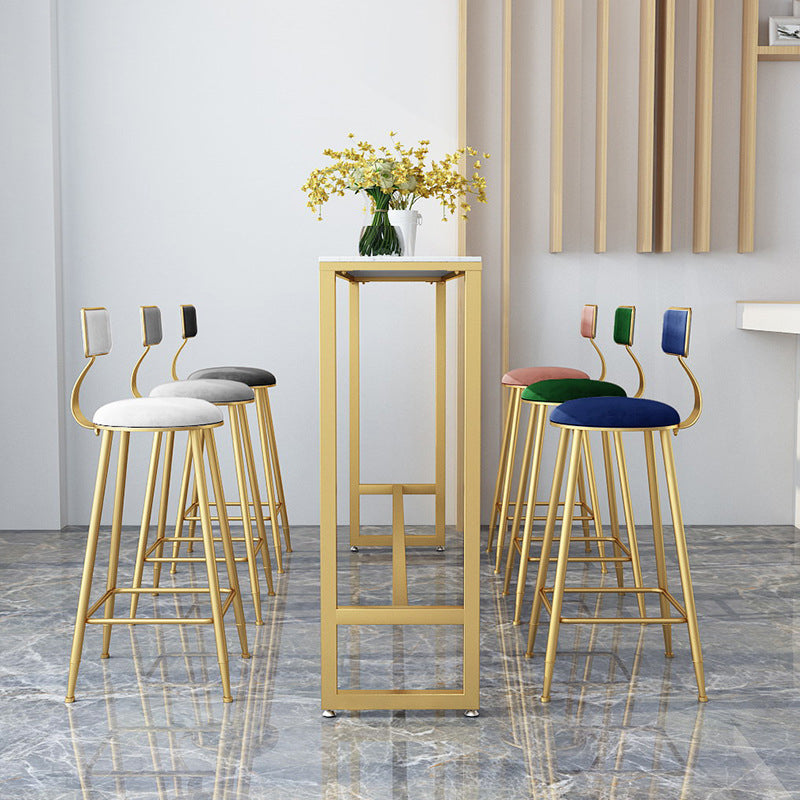 White Glam Style Bar Table in Iron Top and Faux Marble Bar Table, Only Table Clearhalo 'Bar Furniture' 'Bar Tables' 'bar_tables' 'furn' 'furn_bar_tables' 'Furniture' 'furniture_bar_tables' 'Kitchen & Dining Furniture' 4430721