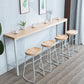 Light Brown Modern Style Bar Table in Solid Wood and Iron Table Milk Tea Shop Bar Table 110.2"L x 15.7"W x 41.3"H White Without Chairs Clearhalo 'Bar Furniture' 'Bar Tables' 'bar_tables' 'furn' 'furn_bar_tables' 'Furniture' 'furniture_bar_tables' 'Kitchen & Dining Furniture' 4430734
