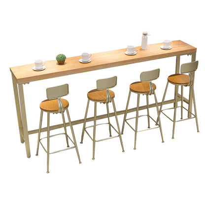 Light Brown Modern Style Bar Table in Solid Wood and Iron Table Milk Tea Shop Bar Table Without Chairs Clearhalo 'Bar Furniture' 'Bar Tables' 'bar_tables' 'furn' 'furn_bar_tables' 'Furniture' 'furniture_bar_tables' 'Kitchen & Dining Furniture' 4430735