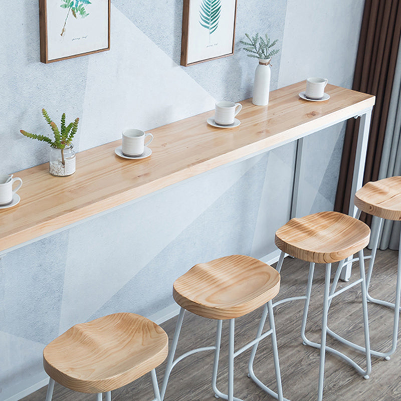 Light Brown Modern Style Bar Table in Solid Wood and Iron Table Milk Tea Shop Bar Table Clearhalo 'Bar Furniture' 'Bar Tables' 'bar_tables' 'furn' 'furn_bar_tables' 'Furniture' 'furniture_bar_tables' 'Kitchen & Dining Furniture' 4430736