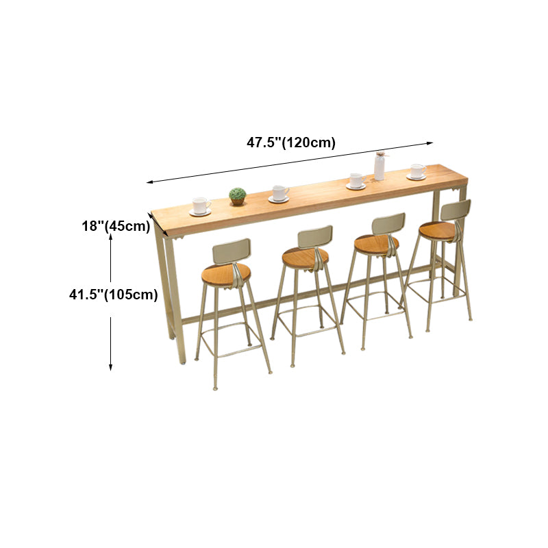 Light Brown Modern Style Bar Table in Solid Wood and Iron Table Milk Tea Shop Bar Table Clearhalo 'Bar Furniture' 'Bar Tables' 'bar_tables' 'furn' 'furn_bar_tables' 'Furniture' 'furniture_bar_tables' 'Kitchen & Dining Furniture' 4430747