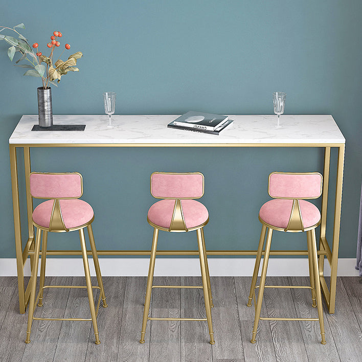 White Glam Style Bar Table in Faux Marble and Metal Bar Table for Living Room, Only Table Clearhalo 'Bar Furniture' 'Bar Tables' 'bar_tables' 'furn' 'furn_bar_tables' 'Furniture' 'furniture_bar_tables' 'Kitchen & Dining Furniture' 4430755