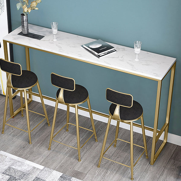 White Glam Style Bar Table in Faux Marble and Metal Bar Table for Living Room, Only Table Clearhalo 'Bar Furniture' 'Bar Tables' 'bar_tables' 'furn' 'furn_bar_tables' 'Furniture' 'furniture_bar_tables' 'Kitchen & Dining Furniture' 4430756