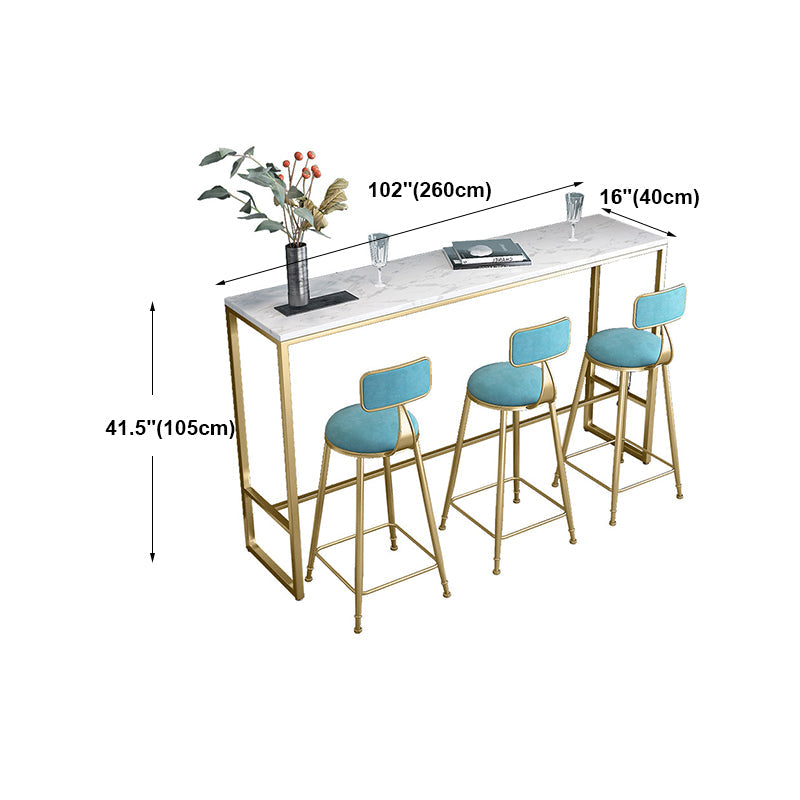 White Glam Style Bar Table in Faux Marble and Metal Bar Table for Living Room, Only Table Clearhalo 'Bar Furniture' 'Bar Tables' 'bar_tables' 'furn' 'furn_bar_tables' 'Furniture' 'furniture_bar_tables' 'Kitchen & Dining Furniture' 4430761