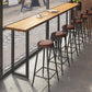 Light Brown Modern Style Bar Table Rectangular Wood Bar Bar with Metal Base, Only Table 126"L x 15.7"W x 41.3"H Without Chairs Clearhalo 'Bar Furniture' 'Bar Tables' 'bar_tables' 'furn' 'furn_bar_tables' 'Furniture' 'furniture_bar_tables' 'Kitchen & Dining Furniture' 4430769