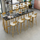 White and Black Glam Style Bar Table in Faux Marble and Metal Milk Tea Shop Bar Table 78.7"L x 15.7"W x 41.3"H Black Without Chairs Clearhalo 'Bar Furniture' 'Bar Tables' 'bar_tables' 'furn' 'furn_bar_tables' 'Furniture' 'furniture_bar_tables' 'Kitchen & Dining Furniture' 4430790