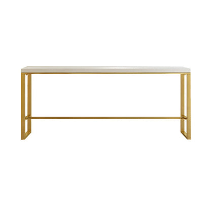 White and Black Glam Style Bar Table in Faux Marble and Metal Milk Tea Shop Bar Table White Without Chairs Clearhalo 'Bar Furniture' 'Bar Tables' 'bar_tables' 'furn' 'furn_bar_tables' 'Furniture' 'furniture_bar_tables' 'Kitchen & Dining Furniture' 4430792