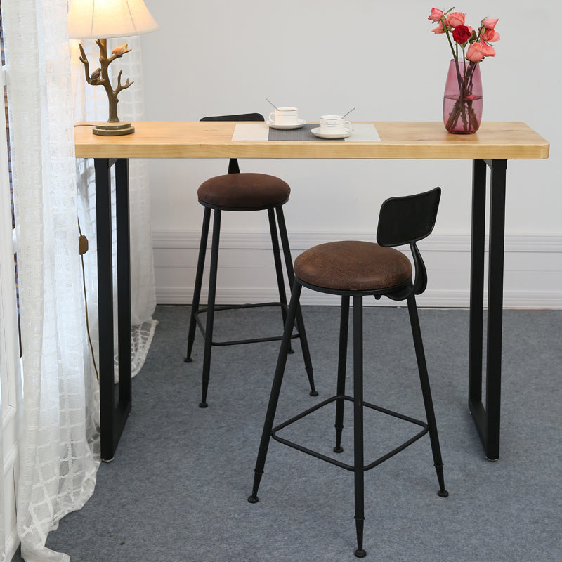 Light Brown Modern Style Bar Table Solid Wood Bar Table with Metal Base 70.9"L x 15.7"W x 41.3"H Without Chairs Clearhalo 'Bar Furniture' 'Bar Tables' 'bar_tables' 'furn' 'furn_bar_tables' 'Furniture' 'furniture_bar_tables' 'Kitchen & Dining Furniture' 4430831