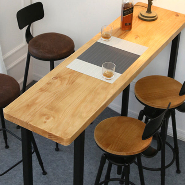 Light Brown Modern Style Bar Table Solid Wood Bar Table with Metal Base Clearhalo 'Bar Furniture' 'Bar Tables' 'bar_tables' 'furn' 'furn_bar_tables' 'Furniture' 'furniture_bar_tables' 'Kitchen & Dining Furniture' 4430833