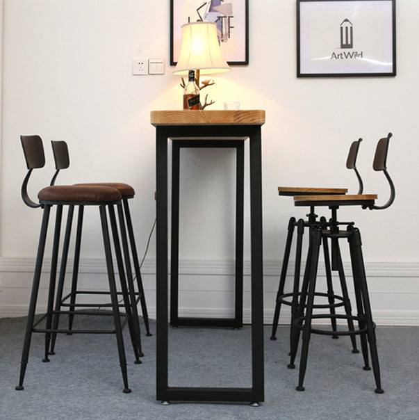 Light Brown Modern Style Bar Table Solid Wood Bar Table with Metal Base Clearhalo 'Bar Furniture' 'Bar Tables' 'bar_tables' 'furn' 'furn_bar_tables' 'Furniture' 'furniture_bar_tables' 'Kitchen & Dining Furniture' 4430838