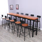 Brown Modern Style Table Solid Wood and Iron Milk Tea Shop Lounge Bar Table 86.6"L x 15.7"W x 41.3"H Without Chairs Clearhalo 'Bar Furniture' 'Bar Tables' 'bar_tables' 'furn' 'furn_bar_tables' 'Furniture' 'furniture_bar_tables' 'Kitchen & Dining Furniture' 4430847