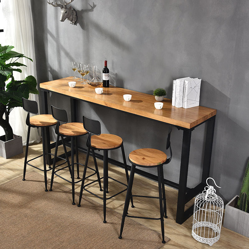 Brown Modern Style Solid Wood and Iron Table Dining Room Bar Table Clearhalo 'Bar Furniture' 'Bar Tables' 'bar_tables' 'furn' 'furn_bar_tables' 'Furniture' 'furniture_bar_tables' 'Kitchen & Dining Furniture' 4430871