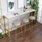 White Glam Style Bar Table in Iron Top and Faux Marble Bar Table for Living Room 78.7"L x 15.7"W x 41.3"H Without Chairs Clearhalo 'Bar Furniture' 'Bar Tables' 'bar_tables' 'furn' 'furn_bar_tables' 'Furniture' 'furniture_bar_tables' 'Kitchen & Dining Furniture' 4430883