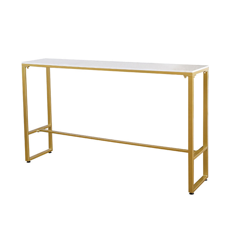 White Glam Style Bar Table in Iron Top and Faux Marble Bar Table for Living Room Without Chairs Clearhalo 'Bar Furniture' 'Bar Tables' 'bar_tables' 'furn' 'furn_bar_tables' 'Furniture' 'furniture_bar_tables' 'Kitchen & Dining Furniture' 4430885