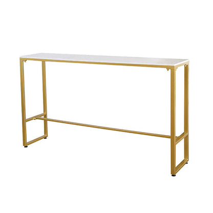 White Glam Style Bar Table in Iron Top and Faux Marble Bar Table for Living Room Without Chairs Clearhalo 'Bar Furniture' 'Bar Tables' 'bar_tables' 'furn' 'furn_bar_tables' 'Furniture' 'furniture_bar_tables' 'Kitchen & Dining Furniture' 4430885
