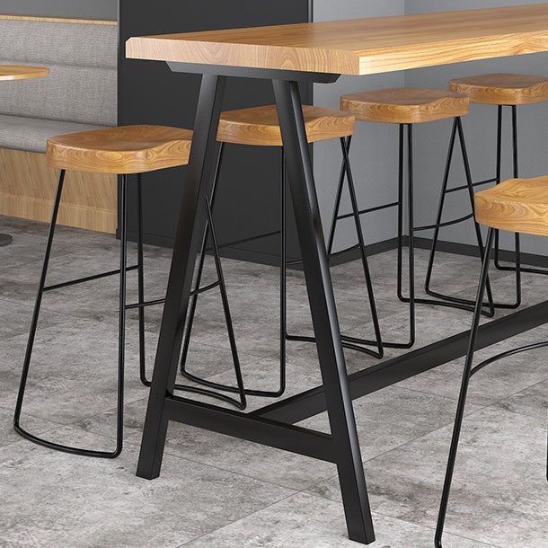 Light Brown Modern Style Bar Table in Solid Wood and Iron Cafe Bar Table, Only Table Clearhalo 'Bar Furniture' 'Bar Tables' 'bar_tables' 'furn' 'furn_bar_tables' 'Furniture' 'furniture_bar_tables' 'Kitchen & Dining Furniture' 4430902