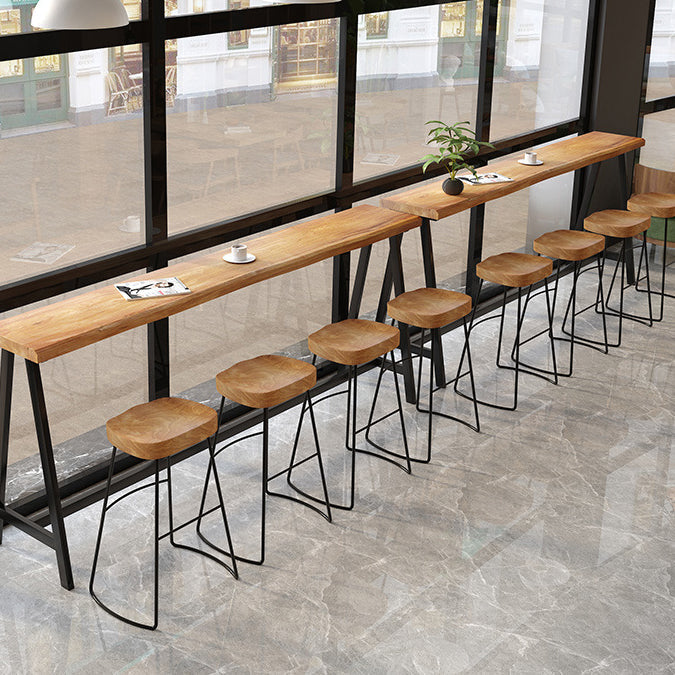Light Brown Modern Style Bar Table in Solid Wood and Iron Cafe Bar Table, Only Table Clearhalo 'Bar Furniture' 'Bar Tables' 'bar_tables' 'furn' 'furn_bar_tables' 'Furniture' 'furniture_bar_tables' 'Kitchen & Dining Furniture' 4430905